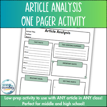 Preview of Article Analysis One-Pager - Works with ANY ARTICLE in ANY CLASS!