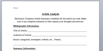 article analysis template
