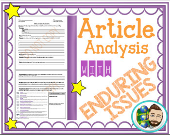 Preview of Article Analysis Worksheet with Enduring Issue Activity