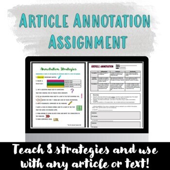 Article Annotation Assignment by The Poe English Teacher | TpT