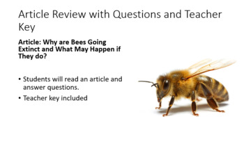 Preview of Article Read and Review: Why are Bees Going Extinct and What May Happen