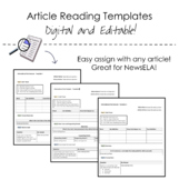 Article Reading Templates - DIGITAL + EDITABLE 