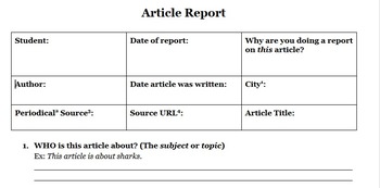 Preview of Article Report (Moderate Difficulty) - for newspapers, magazines, etc