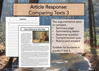 Preview of Article Response Comparing Texts 3: Argumentative Essays