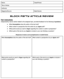Article Review (Block Party model)