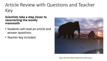 Preview of Article Review: Cloning the Wooly Mammoth