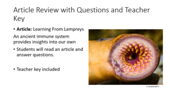 Preview of Article Review Read and Respond: Lamprey immune system