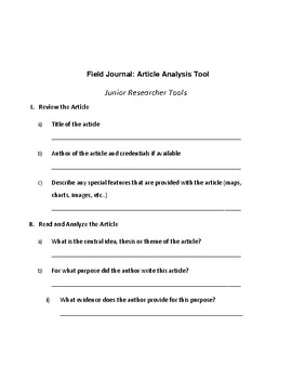 Preview of Article analysis and evaluation tool