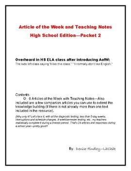 Preview of Article of the Week (Bundle) with Teaching Notes--Packet 2 HS