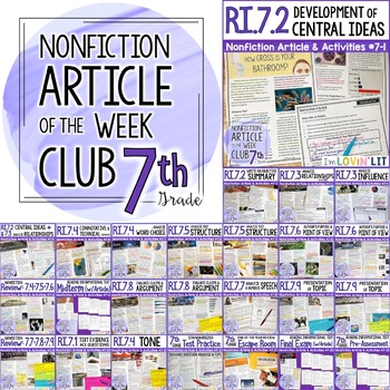 Preview of Article of the Week Club, 7th Grade | Nonfiction Reading Passages Middle School