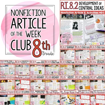 Preview of Article of the Week Club, 8th Grade | Nonfiction Reading Passages Middle School
