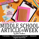Article of the Week Middle School Reader's Notebooks, Volu
