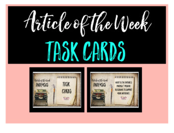 Preview of Article of the Week (AOW) Task Cards for On Demand Writes