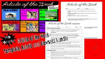 Preview of Article of the Week- Template, Rubric and Newsela Bundle