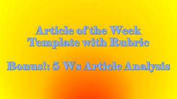 Preview of Article of the Week Template with Annotation Guide & RUBRIC