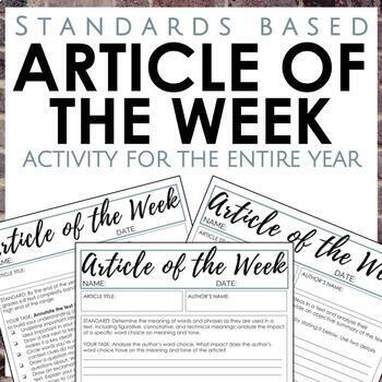 Preview of Article of the Week prompts for the entire school year in Secondary ELA