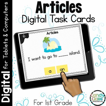 Preview of Articles 1st Grade Grammar Practice Activities Google Slides Digital Resource