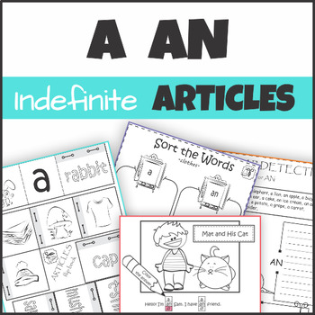 Preview of Indefinite Articles a / an Activities, Printables, Interactive Notebook