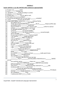 Preview of Articles Worksheet 2