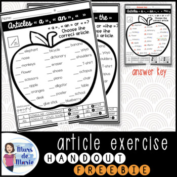 Exercises On Articles The A An Worksheets Teaching Resources Tpt