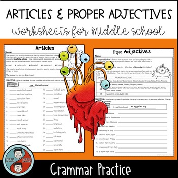 Preview of Articles and Proper Adjectives - Grammar Worksheets