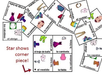 Preview of Spanish Clothing Vocabulary Puzzle