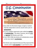 U.S. Constitution and Articles BUNDLE 4th grade SS
