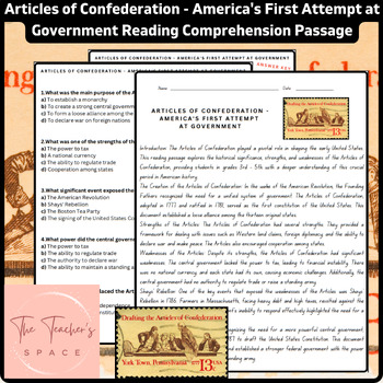 Preview of Articles of Confederation - America's First Attempt at Government Reading Comp..