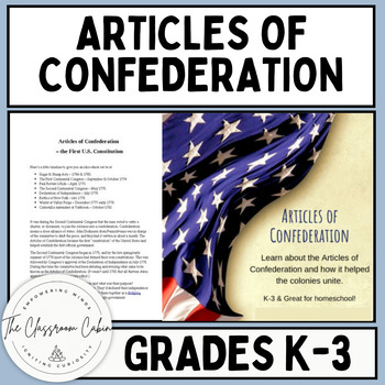 Preview of Articles of Confederation American History Lesson for Homeschool and Grades K-3