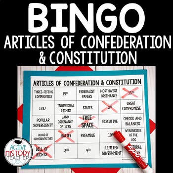 Preview of Articles of Confederation & Constitution Review Game BINGO