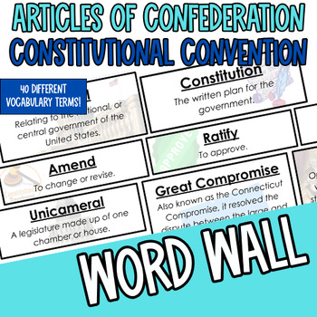 Preview of Articles of Confederation, Constitutional Convention: Vocabulary Word Wall!