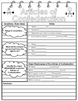Preview of Articles of Confederation Cornell Notes