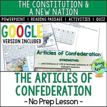 Preview of Articles of Confederation Lesson - Reading Activity - PPT - Notes - Quiz - Audio