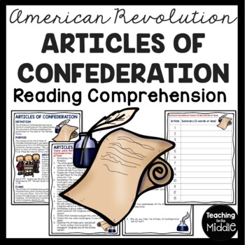 Preview of Articles of Confederation Reading Comprehension Worksheet Revolutionary War