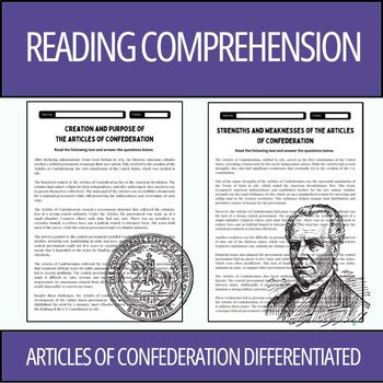 Preview of Articles of Confederation Reading Comprehension Passages and Questions