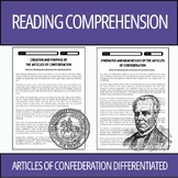 Articles of Confederation Reading Comprehension Passages a