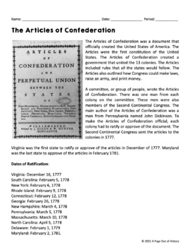 articles of confederation critical thinking questions