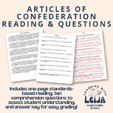 Articles of Confederation Reading and Questions with Answer Key