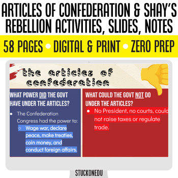 Preview of Articles of Confederation Shays Rebellion Activity Slides Notes