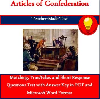 Preview of Articles of Confederation Test (Answer Key Included)