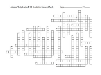 Preview of FREE Articles of Confederation & U.S. Constitution Crossword / Key Included