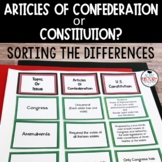 Articles of Confederation U.S Constitution:  Sorting the d