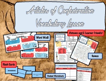 Preview of Articles of Confederation (Vocabulary Lesson)