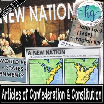 Preview of Articles of Confederation and Constitution PowerPoint and Guided Notes