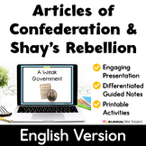 Articles of Confederation Activity, Notes, and Presentatio