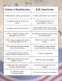 Articles of Confederation and U.S. Constitution Sort Cards