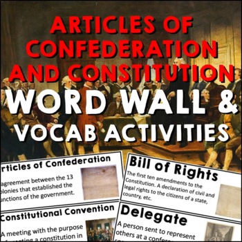 Preview of Articles of Confederation and US Constitution Word Wall Vocabulary Activities