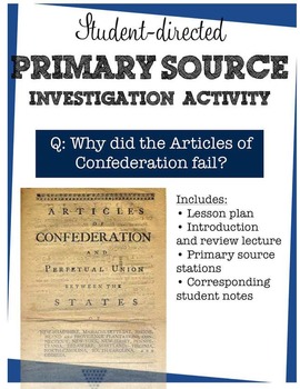 Preview of Articles of Confederation Primary Source Station Activity - concise, student-led