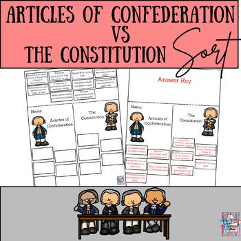 Preview of Articles of Confederation vs Constitution Sort, Activity, Cut and Go, Sub work
