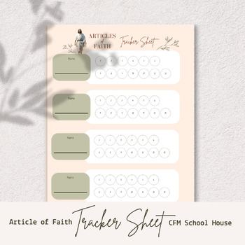 Preview of Articles of Faith Tracker Sheet - For Primary Class & Home Use